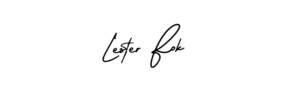 The best way (AmerikaSignatureDemo-Regular) to make a short signature is to pick only two or three words in your name. The name Lester Fok include a total of six letters. For converting this name. Lester Fok signature style 3 images and pictures png