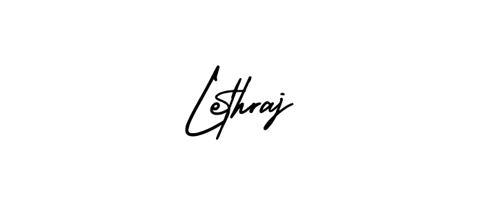 You should practise on your own different ways (AmerikaSignatureDemo-Regular) to write your name (Lethraj) in signature. don't let someone else do it for you. Lethraj signature style 3 images and pictures png