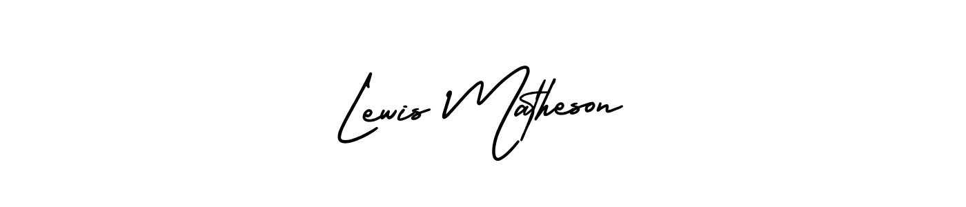 You should practise on your own different ways (AmerikaSignatureDemo-Regular) to write your name (Lewis Matheson) in signature. don't let someone else do it for you. Lewis Matheson signature style 3 images and pictures png