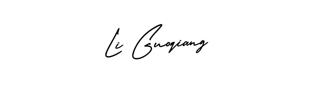 You should practise on your own different ways (AmerikaSignatureDemo-Regular) to write your name (Li Guoqiang) in signature. don't let someone else do it for you. Li Guoqiang signature style 3 images and pictures png