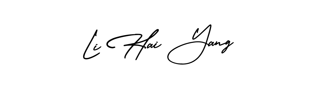 You should practise on your own different ways (AmerikaSignatureDemo-Regular) to write your name (Li Hai Yang) in signature. don't let someone else do it for you. Li Hai Yang signature style 3 images and pictures png