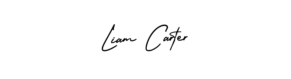 You should practise on your own different ways (AmerikaSignatureDemo-Regular) to write your name (Liam Carter) in signature. don't let someone else do it for you. Liam Carter signature style 3 images and pictures png