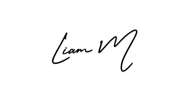 How to Draw Liam M signature style? AmerikaSignatureDemo-Regular is a latest design signature styles for name Liam M. Liam M signature style 3 images and pictures png