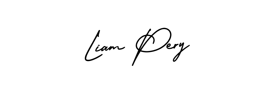 You should practise on your own different ways (AmerikaSignatureDemo-Regular) to write your name (Liam Pery) in signature. don't let someone else do it for you. Liam Pery signature style 3 images and pictures png