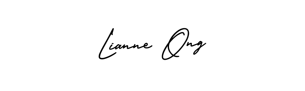 You should practise on your own different ways (AmerikaSignatureDemo-Regular) to write your name (Lianne Ong) in signature. don't let someone else do it for you. Lianne Ong signature style 3 images and pictures png