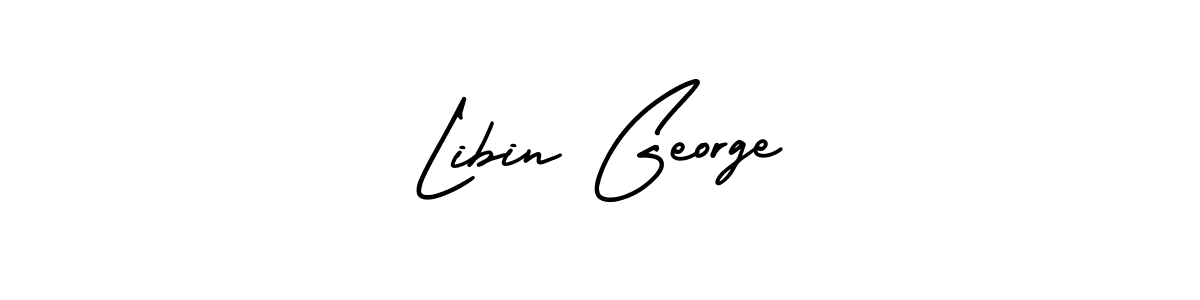 The best way (AmerikaSignatureDemo-Regular) to make a short signature is to pick only two or three words in your name. The name Libin George include a total of six letters. For converting this name. Libin George signature style 3 images and pictures png
