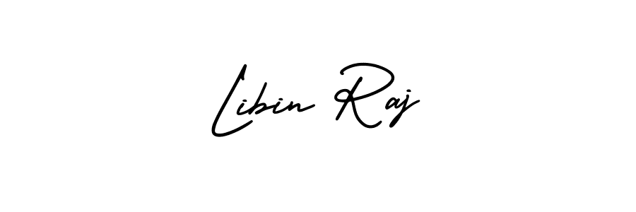 You should practise on your own different ways (AmerikaSignatureDemo-Regular) to write your name (Libin Raj) in signature. don't let someone else do it for you. Libin Raj signature style 3 images and pictures png