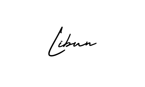 You should practise on your own different ways (AmerikaSignatureDemo-Regular) to write your name (Libun) in signature. don't let someone else do it for you. Libun signature style 3 images and pictures png