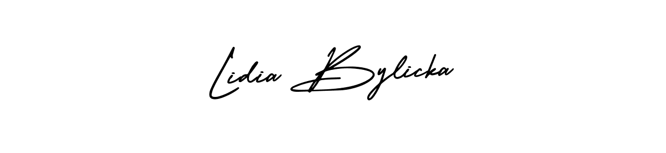 The best way (AmerikaSignatureDemo-Regular) to make a short signature is to pick only two or three words in your name. The name Lidia Bylicka include a total of six letters. For converting this name. Lidia Bylicka signature style 3 images and pictures png