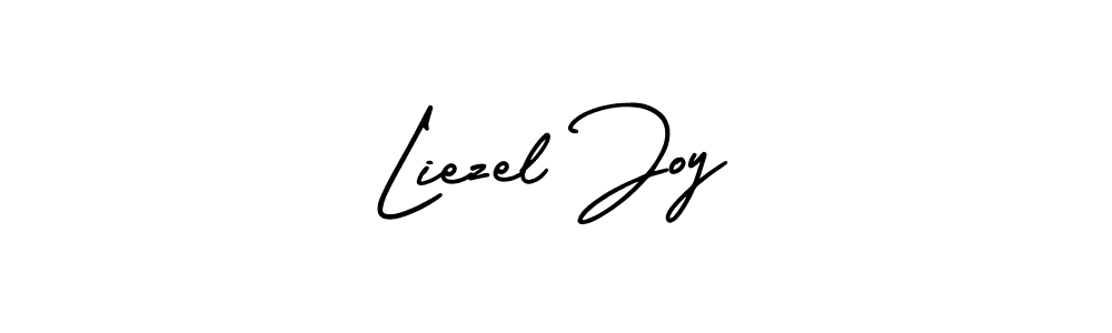 You should practise on your own different ways (AmerikaSignatureDemo-Regular) to write your name (Liezel Joy) in signature. don't let someone else do it for you. Liezel Joy signature style 3 images and pictures png