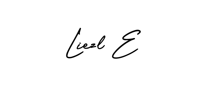 You should practise on your own different ways (AmerikaSignatureDemo-Regular) to write your name (Liezl E) in signature. don't let someone else do it for you. Liezl E signature style 3 images and pictures png