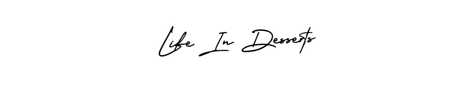 The best way (AmerikaSignatureDemo-Regular) to make a short signature is to pick only two or three words in your name. The name Life In Desserts include a total of six letters. For converting this name. Life In Desserts signature style 3 images and pictures png