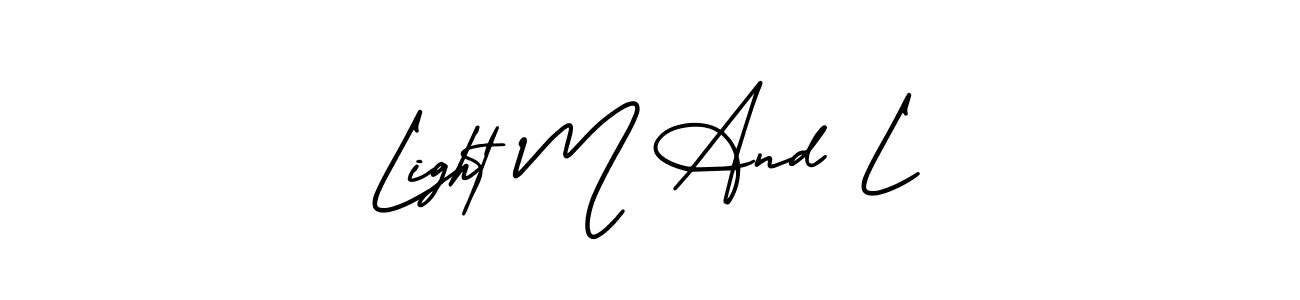 Light M And L stylish signature style. Best Handwritten Sign (AmerikaSignatureDemo-Regular) for my name. Handwritten Signature Collection Ideas for my name Light M And L. Light M And L signature style 3 images and pictures png