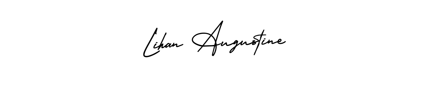 The best way (AmerikaSignatureDemo-Regular) to make a short signature is to pick only two or three words in your name. The name Lihan Augustine include a total of six letters. For converting this name. Lihan Augustine signature style 3 images and pictures png