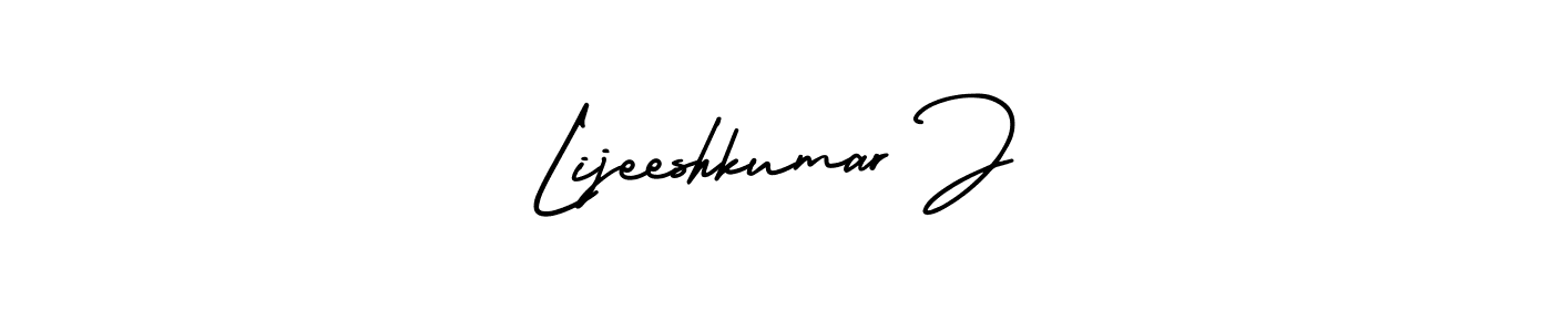 The best way (AmerikaSignatureDemo-Regular) to make a short signature is to pick only two or three words in your name. The name Lijeeshkumar J include a total of six letters. For converting this name. Lijeeshkumar J signature style 3 images and pictures png