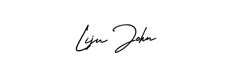 Liju John stylish signature style. Best Handwritten Sign (AmerikaSignatureDemo-Regular) for my name. Handwritten Signature Collection Ideas for my name Liju John. Liju John signature style 3 images and pictures png