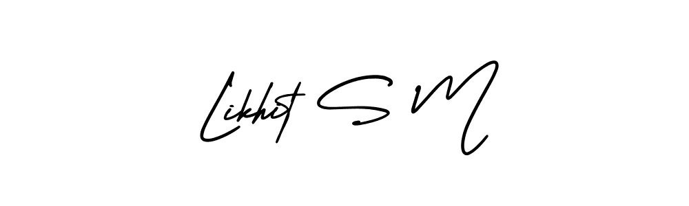 This is the best signature style for the Likhit S M name. Also you like these signature font (AmerikaSignatureDemo-Regular). Mix name signature. Likhit S M signature style 3 images and pictures png