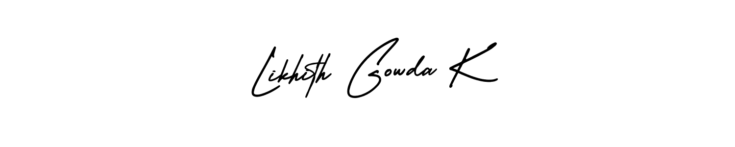 Create a beautiful signature design for name Likhith Gowda K. With this signature (AmerikaSignatureDemo-Regular) fonts, you can make a handwritten signature for free. Likhith Gowda K signature style 3 images and pictures png