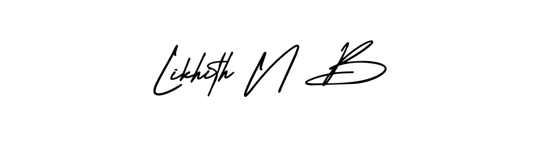 Make a beautiful signature design for name Likhith N B. With this signature (AmerikaSignatureDemo-Regular) style, you can create a handwritten signature for free. Likhith N B signature style 3 images and pictures png