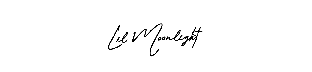 The best way (AmerikaSignatureDemo-Regular) to make a short signature is to pick only two or three words in your name. The name Lil Moonlight include a total of six letters. For converting this name. Lil Moonlight signature style 3 images and pictures png