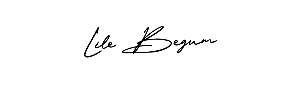 The best way (AmerikaSignatureDemo-Regular) to make a short signature is to pick only two or three words in your name. The name Lile Begum include a total of six letters. For converting this name. Lile Begum signature style 3 images and pictures png