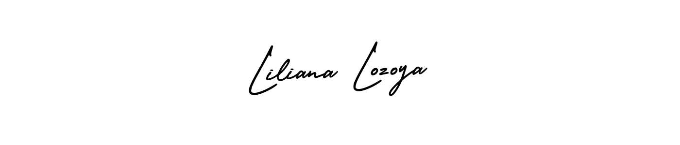 The best way (AmerikaSignatureDemo-Regular) to make a short signature is to pick only two or three words in your name. The name Liliana Lozoya include a total of six letters. For converting this name. Liliana Lozoya signature style 3 images and pictures png
