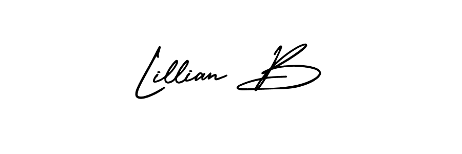 The best way (AmerikaSignatureDemo-Regular) to make a short signature is to pick only two or three words in your name. The name Lillian B include a total of six letters. For converting this name. Lillian B signature style 3 images and pictures png