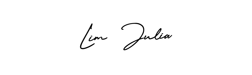 The best way (AmerikaSignatureDemo-Regular) to make a short signature is to pick only two or three words in your name. The name Lim  Julia include a total of six letters. For converting this name. Lim  Julia signature style 3 images and pictures png