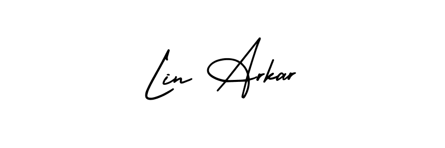 AmerikaSignatureDemo-Regular is a professional signature style that is perfect for those who want to add a touch of class to their signature. It is also a great choice for those who want to make their signature more unique. Get Lin Arkar name to fancy signature for free. Lin Arkar signature style 3 images and pictures png