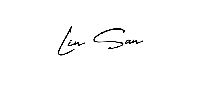 How to Draw Lin San signature style? AmerikaSignatureDemo-Regular is a latest design signature styles for name Lin San. Lin San signature style 3 images and pictures png