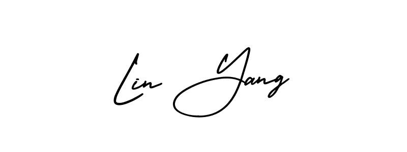 You should practise on your own different ways (AmerikaSignatureDemo-Regular) to write your name (Lin Yang) in signature. don't let someone else do it for you. Lin Yang signature style 3 images and pictures png