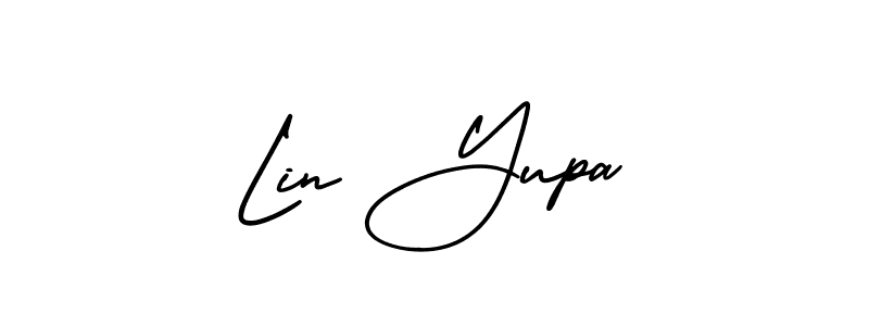 The best way (AmerikaSignatureDemo-Regular) to make a short signature is to pick only two or three words in your name. The name Lin Yupa include a total of six letters. For converting this name. Lin Yupa signature style 3 images and pictures png