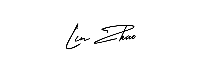 The best way (AmerikaSignatureDemo-Regular) to make a short signature is to pick only two or three words in your name. The name Lin Zhao include a total of six letters. For converting this name. Lin Zhao signature style 3 images and pictures png