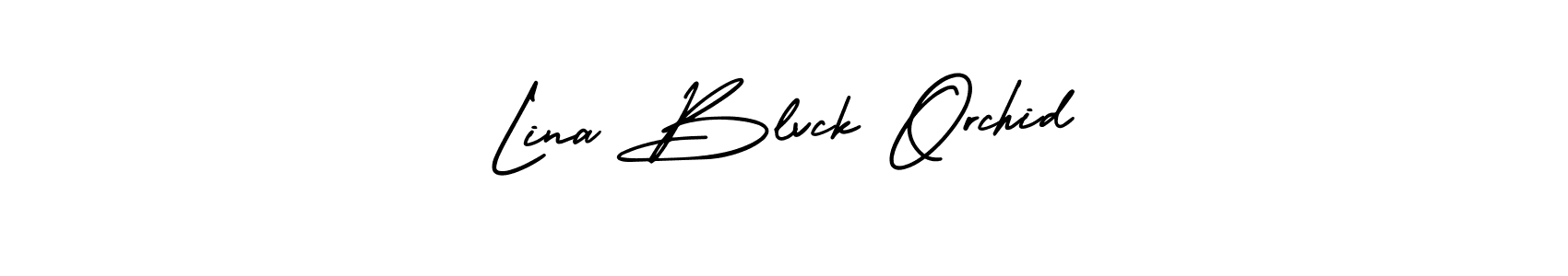 You should practise on your own different ways (AmerikaSignatureDemo-Regular) to write your name (Lina Blvck Orchid) in signature. don't let someone else do it for you. Lina Blvck Orchid signature style 3 images and pictures png