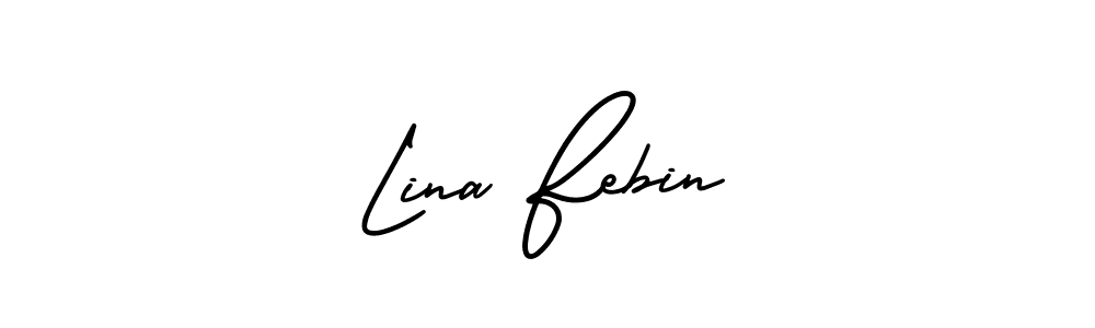 Use a signature maker to create a handwritten signature online. With this signature software, you can design (AmerikaSignatureDemo-Regular) your own signature for name Lina Febin. Lina Febin signature style 3 images and pictures png