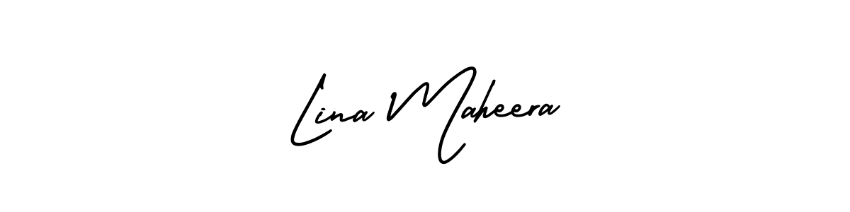 Make a short Lina Maheera signature style. Manage your documents anywhere anytime using AmerikaSignatureDemo-Regular. Create and add eSignatures, submit forms, share and send files easily. Lina Maheera signature style 3 images and pictures png