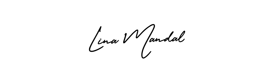 The best way (AmerikaSignatureDemo-Regular) to make a short signature is to pick only two or three words in your name. The name Lina Mandal include a total of six letters. For converting this name. Lina Mandal signature style 3 images and pictures png