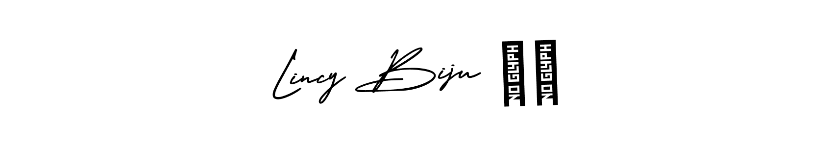 Lincy Biju ❤️ stylish signature style. Best Handwritten Sign (AmerikaSignatureDemo-Regular) for my name. Handwritten Signature Collection Ideas for my name Lincy Biju ❤️. Lincy Biju ❤️ signature style 3 images and pictures png