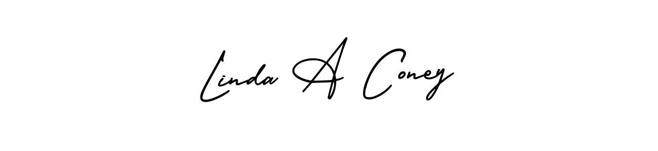 This is the best signature style for the Linda A Coney name. Also you like these signature font (AmerikaSignatureDemo-Regular). Mix name signature. Linda A Coney signature style 3 images and pictures png