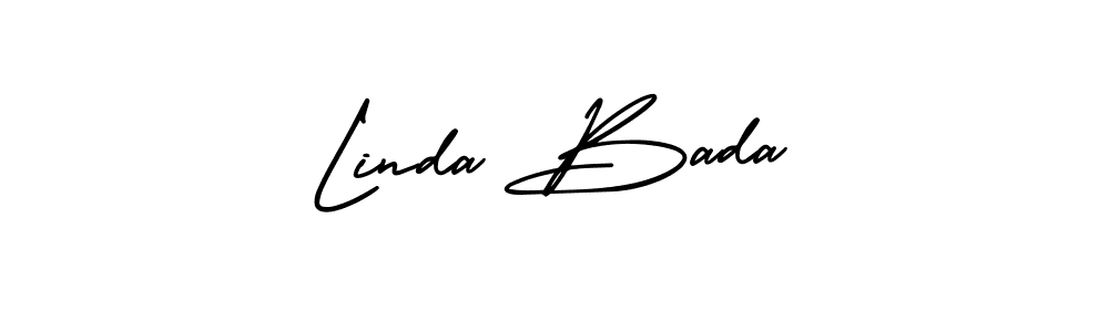 You should practise on your own different ways (AmerikaSignatureDemo-Regular) to write your name (Linda Bada) in signature. don't let someone else do it for you. Linda Bada signature style 3 images and pictures png