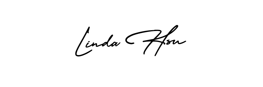 The best way (AmerikaSignatureDemo-Regular) to make a short signature is to pick only two or three words in your name. The name Linda Hsu include a total of six letters. For converting this name. Linda Hsu signature style 3 images and pictures png