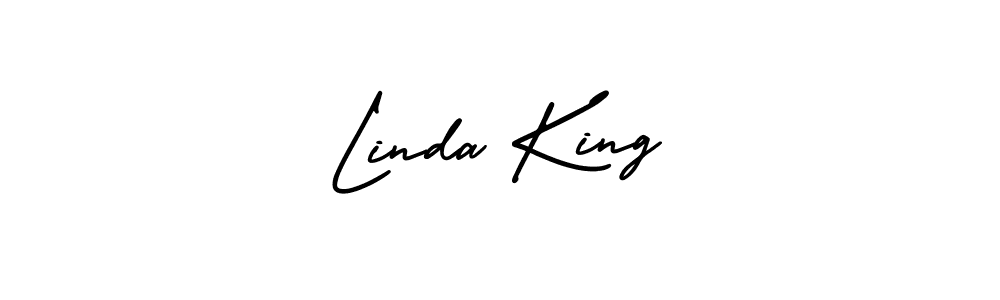 You should practise on your own different ways (AmerikaSignatureDemo-Regular) to write your name (Linda King) in signature. don't let someone else do it for you. Linda King signature style 3 images and pictures png