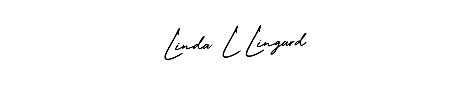Linda L Lingard stylish signature style. Best Handwritten Sign (AmerikaSignatureDemo-Regular) for my name. Handwritten Signature Collection Ideas for my name Linda L Lingard. Linda L Lingard signature style 3 images and pictures png