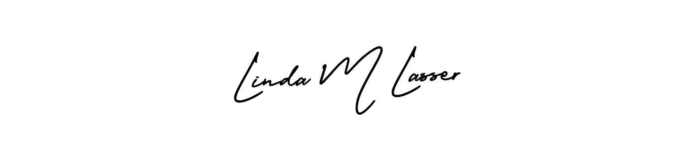 This is the best signature style for the Linda M Lasser name. Also you like these signature font (AmerikaSignatureDemo-Regular). Mix name signature. Linda M Lasser signature style 3 images and pictures png