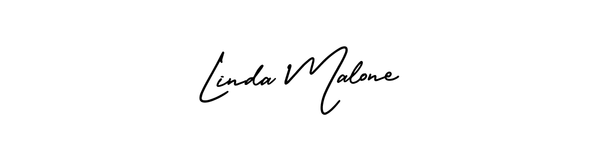 You should practise on your own different ways (AmerikaSignatureDemo-Regular) to write your name (Linda Malone) in signature. don't let someone else do it for you. Linda Malone signature style 3 images and pictures png