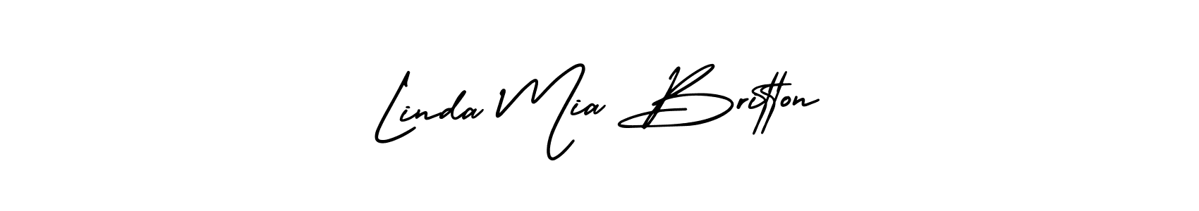 How to make Linda Mia Britton name signature. Use AmerikaSignatureDemo-Regular style for creating short signs online. This is the latest handwritten sign. Linda Mia Britton signature style 3 images and pictures png