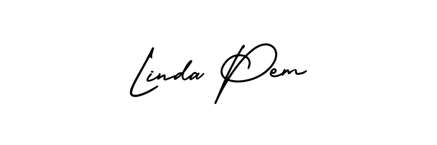 It looks lik you need a new signature style for name Linda Pem. Design unique handwritten (AmerikaSignatureDemo-Regular) signature with our free signature maker in just a few clicks. Linda Pem signature style 3 images and pictures png