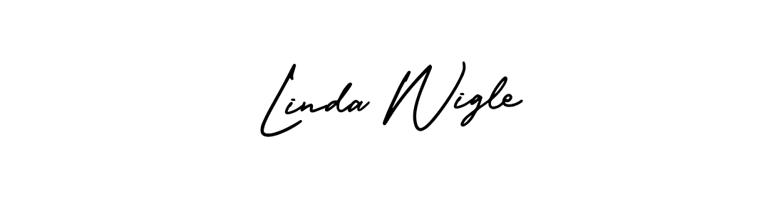 You should practise on your own different ways (AmerikaSignatureDemo-Regular) to write your name (Linda Wigle) in signature. don't let someone else do it for you. Linda Wigle signature style 3 images and pictures png
