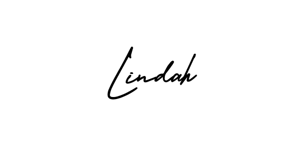 You should practise on your own different ways (AmerikaSignatureDemo-Regular) to write your name (Lindah) in signature. don't let someone else do it for you. Lindah signature style 3 images and pictures png