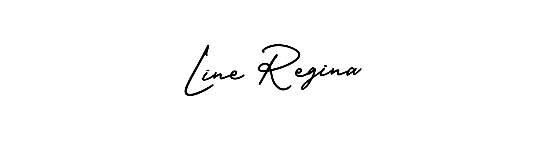 Make a beautiful signature design for name Line Regina. With this signature (AmerikaSignatureDemo-Regular) style, you can create a handwritten signature for free. Line Regina signature style 3 images and pictures png